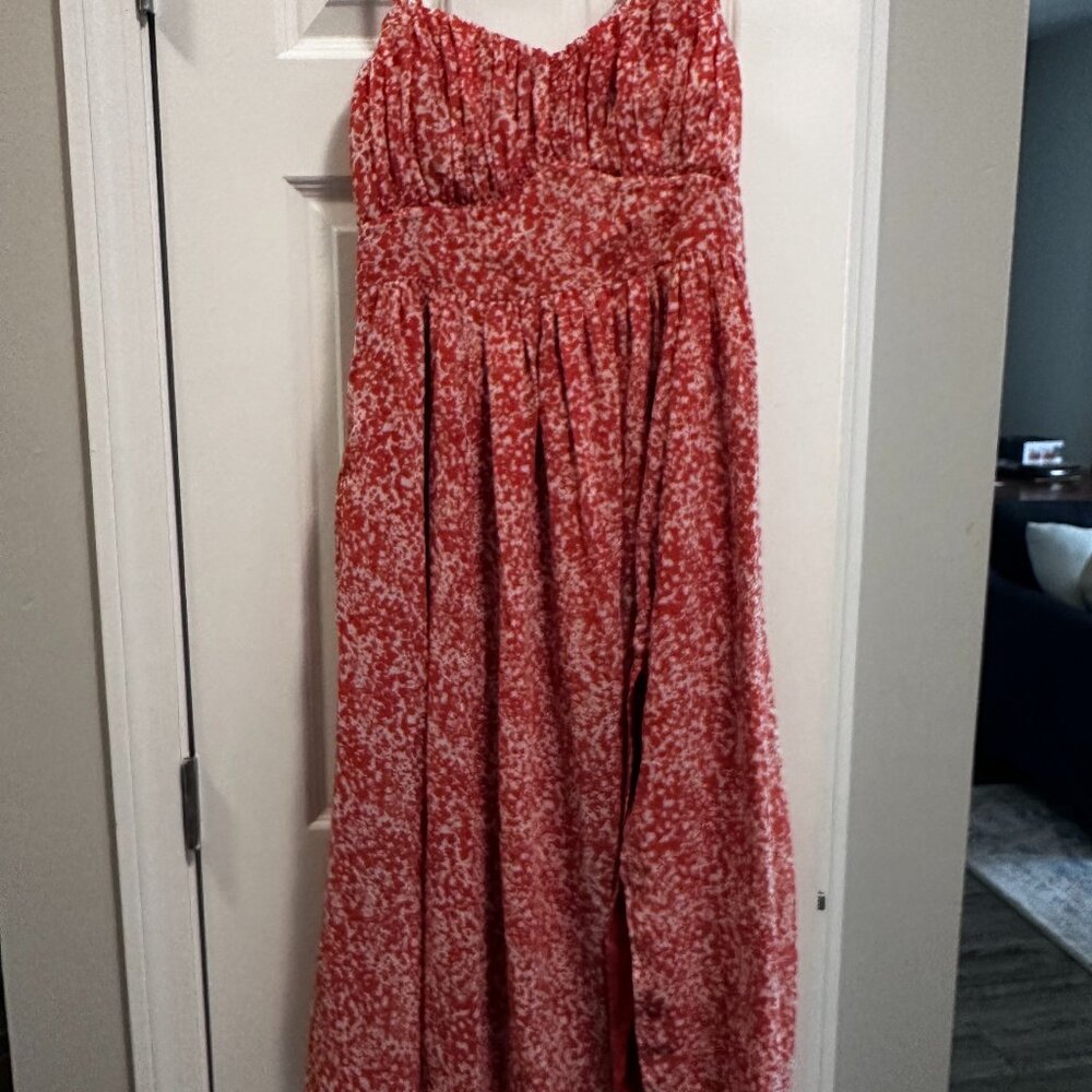 Orange and white floral maxi dress